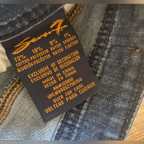 SEVEN 7 Women's Blue Bermuda Denim Thick Stitching Jorts Shorts Size 10 🎀 - Picture 7 of 8